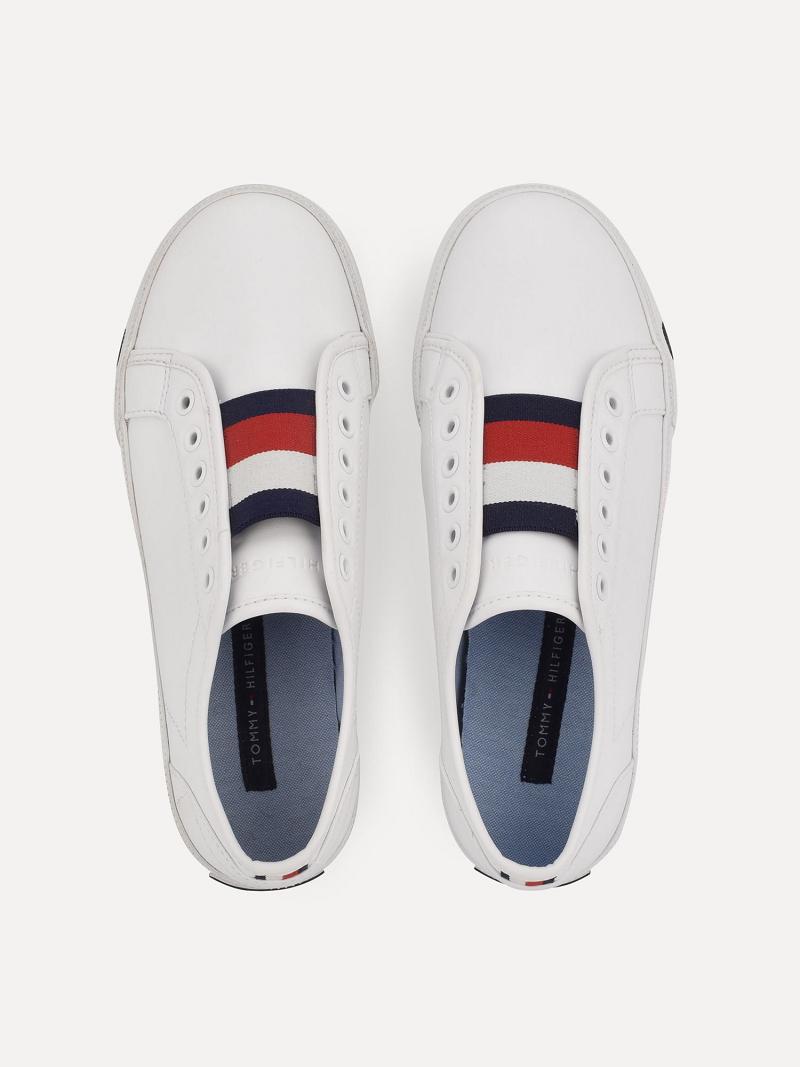 Női Tommy Hilfiger Flag Laceless Alkalmi Cipő Fehér | HU 586NWY